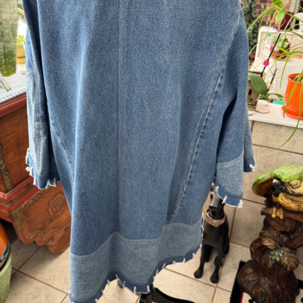 Custom Cotton Denim Jean Long Sleeve Button Down Jacket Sz OS - Picture 9 of 11